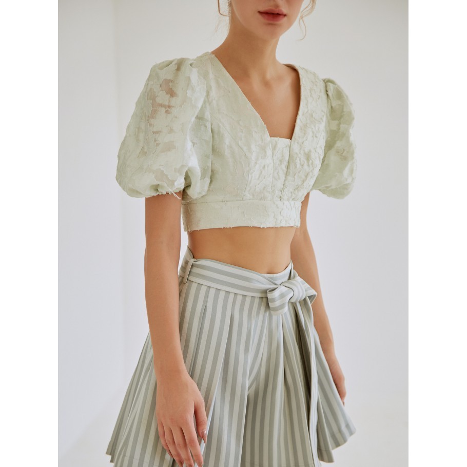 COCO SIN - Áo Croptop Xanh Mint Tay Phồng