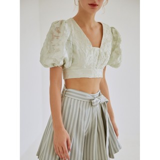 COCO SIN - Áo Croptop Xanh Mint Tay Phồng