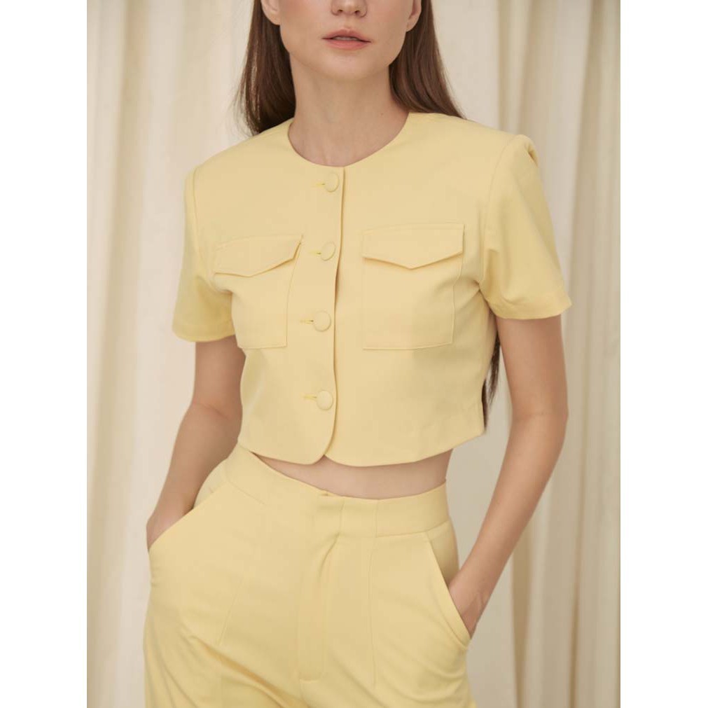 COCO SIN - Áo Croptop Vàng 2 Túi