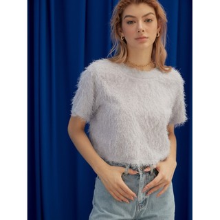 COCO SIN - Áo Croptop Lông Xanh Pastel