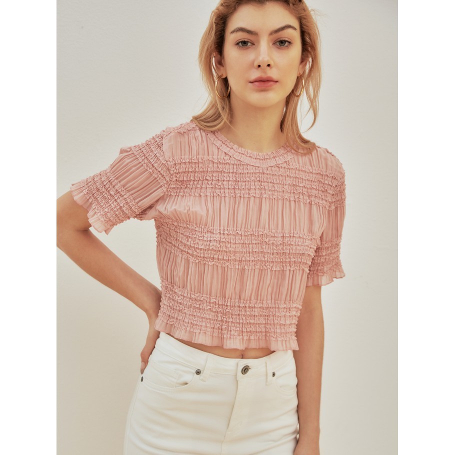 COCO SIN - Áo Croptop Hồng Nhún