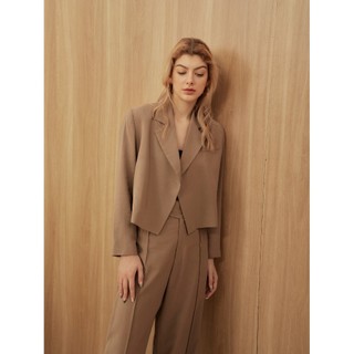 COCO SIN - Áo Cropped Blazer Nâu