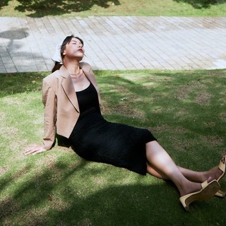 COCO SIN - Áo Cropped Blazer Nâu