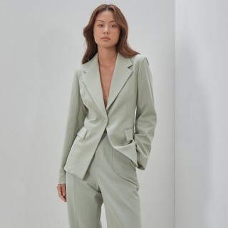 COCO SIN - Áo Blazer Nữ Phong Cách Công Sở Phom Ôm Màu Xanh Bạc Hà