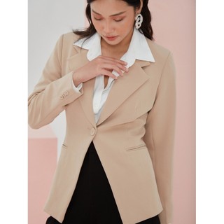 Coco sin - áo blazer nữ phong cách công sở phom ôm màu nâu