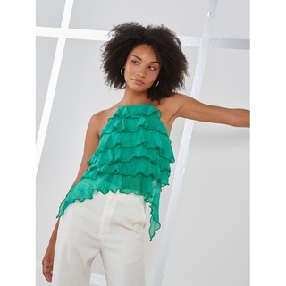 COCO SIN - Áo 2 Dây Xanh Ruffle