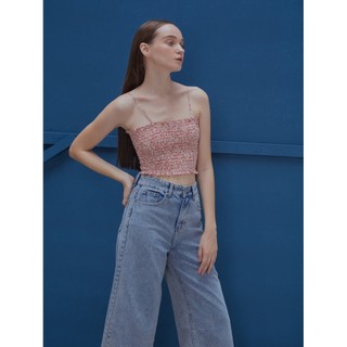 COCO SIN - Áo 2 Dây Nhún Hoa Đỏ