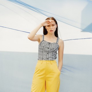 COCO SIN - Áo 2 Dây Caro Trắng Đen
