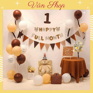 Set bóng trang trí đầy tháng cho bé trai bé gái, bộ trang trí đầy tháng cho bé đủ màu sắc