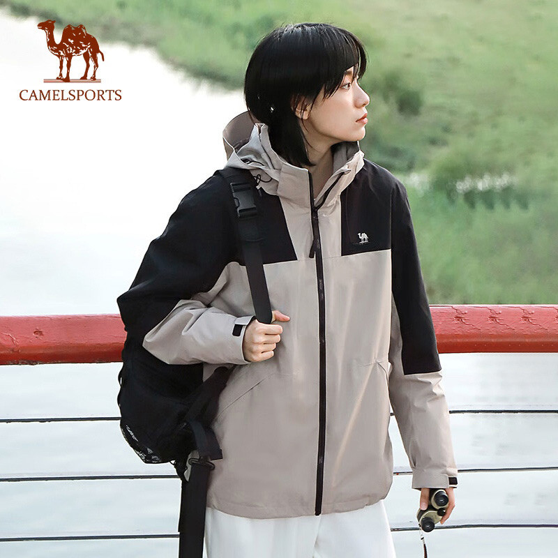 CAMELSPORTS three-proof assault quần áo cho nam và nữ vỏ cứng một lớp chống gió chống thấm nước bốn mùa có thể mặc du lịch leo núi đi bộ đường dài