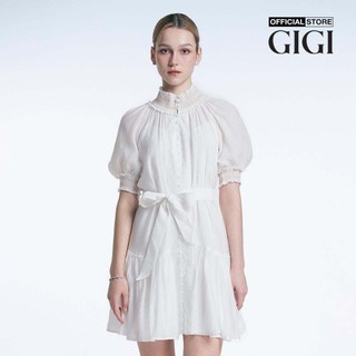 Gigi - đầm sơ mi mini xếp tầng cổ trụ tay phồng phối thắt lưng nữ tính g2101d241161-00