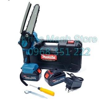 Cưa xích pin Makita 199V 8 inch không chổi than bản nâng cấp có hệ thống bơm nhớt tự động.