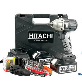 Máy siết bulong Hitachi 199v, máy bắn bulong động cơ không chổi than đầu 2 trong 1