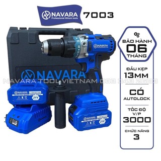 Máy khoan pin Navara 7003 Động cơ Không chổi than bền bỉ và mạnh mẽ, Dây đồng nguyên chất