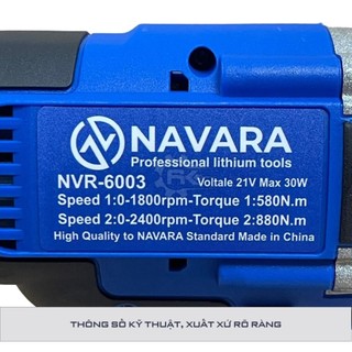 Máy siết bulong pin 15 CELL Navara 6003, Lực siết 880Nm Động cơ bền bỉ mạnh mẽ
