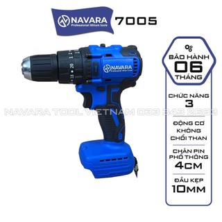 Thân máy khoan pin NAVARA 7005, 3 Chức Năng, Không Chổi Than, Chân phổ thông 4cm