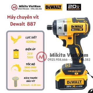 Máy chuyên vít dùng pin Dewalt DCF887 Động cơ KHÔNG CHỔI THAN Kèm 2 PIN Máy hãng cho thợ bắn vít bắn tôn