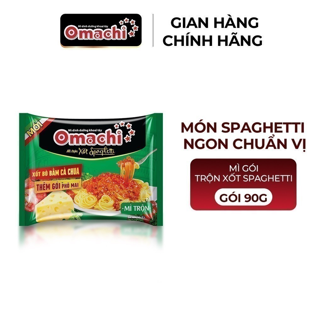 Mì Omachi Mì Trộn Xốt Spaghetti Gói -Thùng 30 Gói x 90g