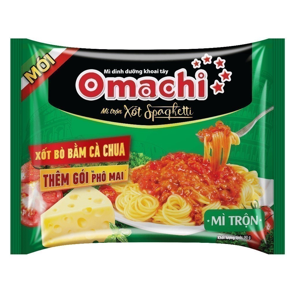 Mì Omachi Mì Trộn Xốt Spaghetti Gói -Thùng 30 Gói x 90g