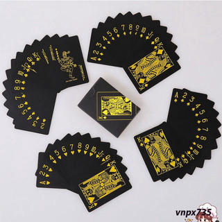 Bộ bài tây chất liệu nhựa pvc chống thấm nước - bài tây poker nền đen cao cấp chọn màu – mạ vàng, mạ bạc