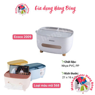 Hộp giấy để bàn Ecoco có 2 ngăn cắm phụ kiện mã 2009