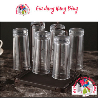 Giá cắm cốc thép đen hàng đẹp có khay hứng nước