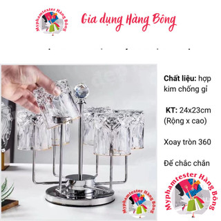 Giá úp cốc INOX bạc, vàng xoay 360 độ cao cấp