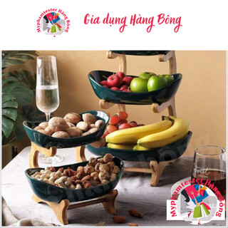Khay tầng lục ngọc bảo khung gỗ, hàng cao cấp