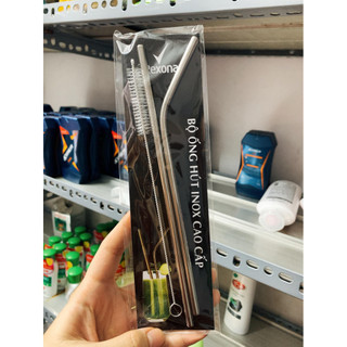  Bộ ống hút inox 304 3 món kèm cọ rửa 
