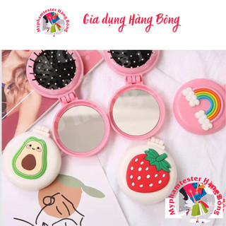Lược gấp gọn kèm gương mini cho bạn gái, đồ gia dụng thông minh tiện ích