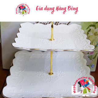 Khay sứ hoặc nhựa 3 tầng bày đồ ăn