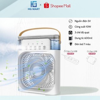 Quạt điều hoà phun sương để bàn, quạt hơi nước để bàn tích hợp 5 đầu phun sương - hgmart