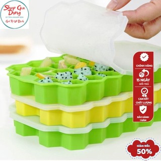 Khay làm đá silicon hình tổ ong có nắp 37 viên, Khuôn đá có nắp đậy, khay làm đá có nắp đậy silicon nhỏ