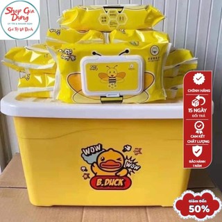 1  Gói Khăn giấy ướt vịt vàng, Mua từ 10 gói tặng kèm thùng nhựa tiện dụng siêu đáng yêu - Tuyển Sỉ SLL
