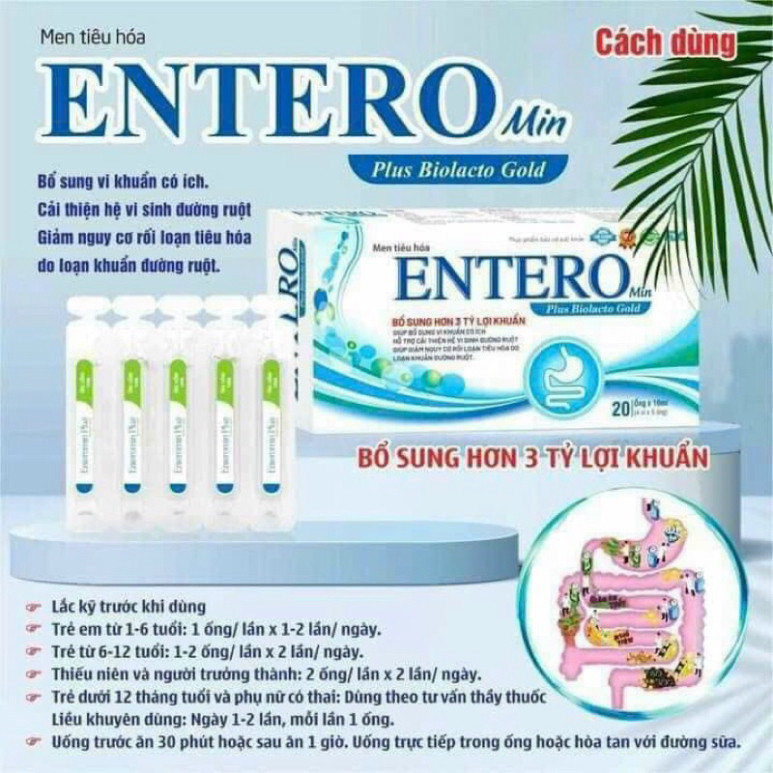 HỘP 20 ỐNG NHỰA MEN TIÊU HÓA ENTEROMIN PLUS 3 TỶ LỢI KHUẨN
