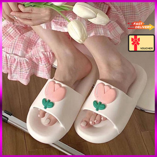 Dép nhựa quảng châu 1570n big size 36 - 41, dép nữ quai ngang hoa tulip trên nền dép trắng đen, dép trong nhà