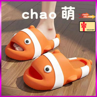 Dép nhựa quảng châu 1571n nam nữ big size 36 - 45, dép quai ngang cá hề nemo cam vàng đen