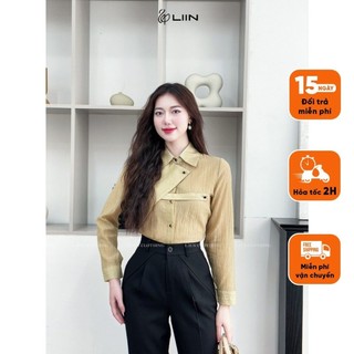 Áo Kiểu Nữ Liin Clothing Thiết Kế Cách Điệu Ngực Màu Rêu SMD407SBR-S24