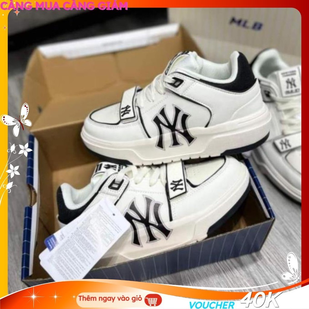 Giày thể thao M.L.B Chunky Liner Mid Basic New York Yankees, Chunky NY cao cổ quai dán đen trắng 2023 full size 36_43