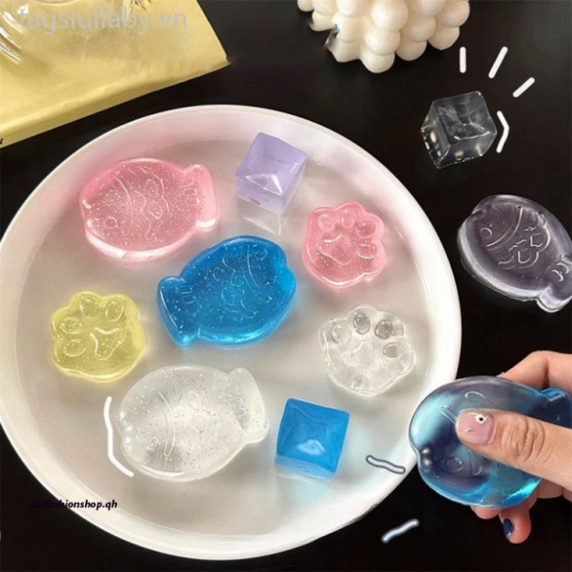 Mới Fidget Đồ Chơi Mini Squishy Mochi Ice Block Đồ Chơi Bóng Căng Thẳng Kawaii Khối Trong Suốt Mèo Paw Cá Giảm Căng Thẳn