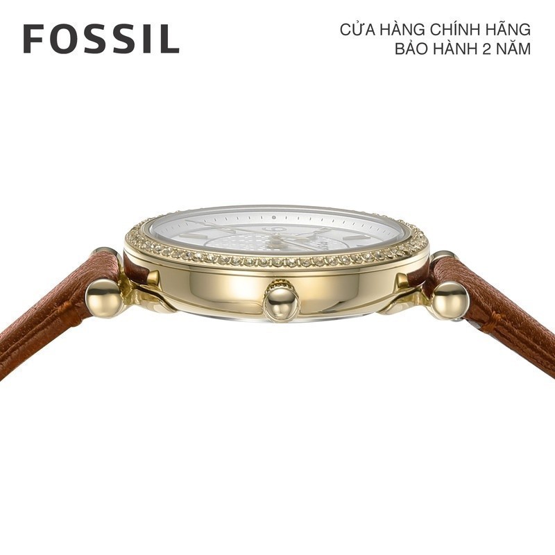 Đồng hồ nữ Fossil Carlie dây da, mặt 28 MM, màu nâu, ES5297