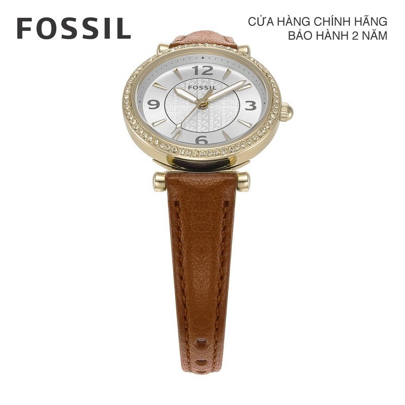 Đồng hồ nữ Fossil Carlie dây da, mặt 28 MM, màu nâu, ES5297