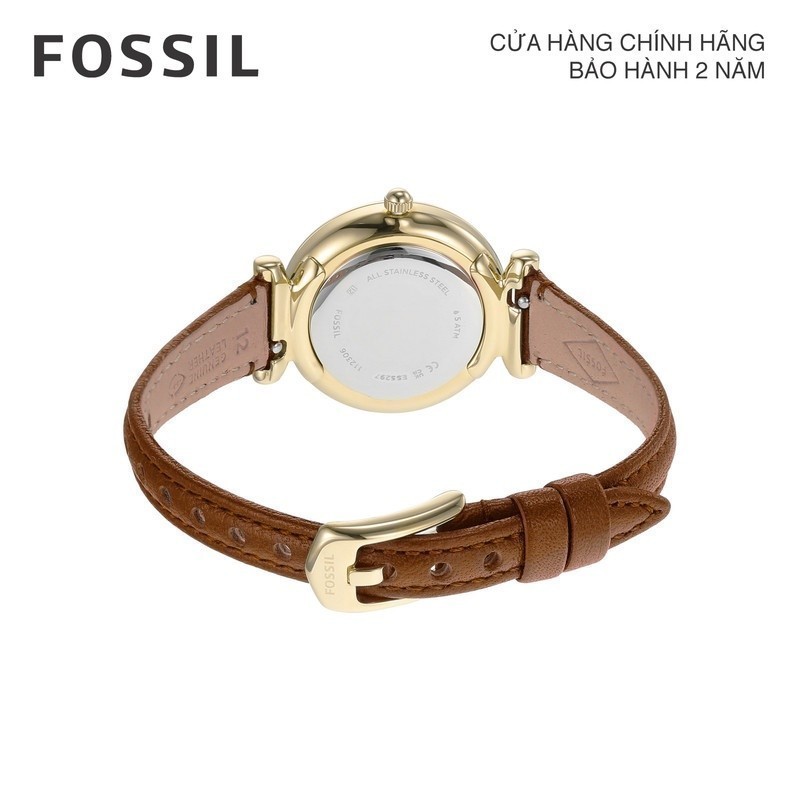 Đồng hồ nữ Fossil Carlie dây da, mặt 28 MM, màu nâu, ES5297