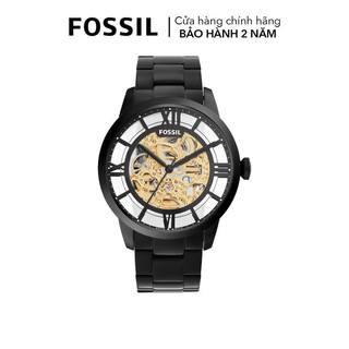 Đồng hồ cơ nam fossil townsman automatic, dây kim loại, mặt 44 mm, màu đen, me3197