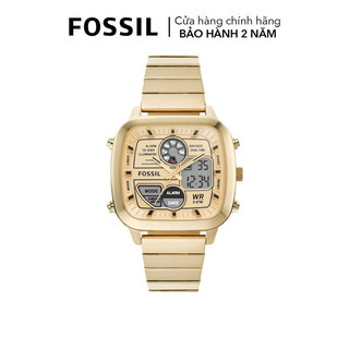 Đồng hồ nam fossil retro anadigital dây kim loại, mặt 42 mm, màu vàng, fs5889