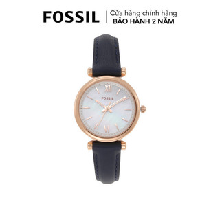 Đồng hồ nữ fossil carlie mini dây da, mặt 28 mm, màu đen, es4502