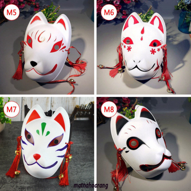 Mặt nạ cáo Kitsune cosplay Mặt nạ hồ ly hoá trang Nhật Bản độc đáo hacker