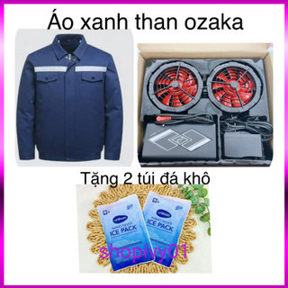 Áo điều hòa cao cấp, TẶNG KÈM ĐÁ KHÔ dung lượng pin 80000mAh DÙNG 24H  QUẠT 9 cánh -18V