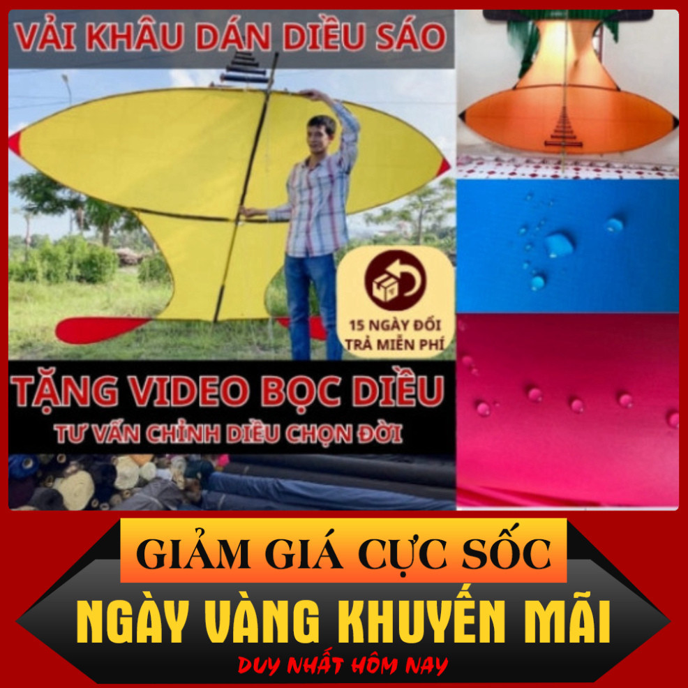 Vải dù chống thấm nước khâu dán diều sáo đại trà cánh cốc 2m25 3m5 4m5 5m5 vải làm diều khâu dán diề