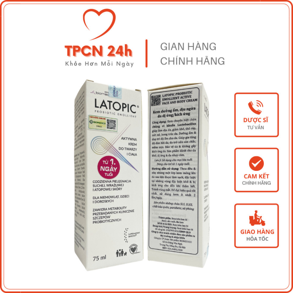 Latopic Face And Body Cream - Kem dưỡng ẩm cho trẻ sơ sinh, dịu ngứa cho da dị ứng, kích ứng